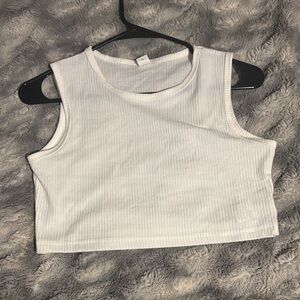 White Ribbed Crop Top